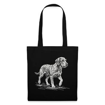 Dackel Sketch – Minimalistisches Hund Design - Stoffbeutel - Schwarz - Vorne
