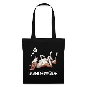 Hundemüde Podenco Podencos Podencoliebhaber  - Stoffbeutel - Schwarz - Vorne
