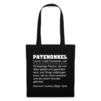Lustige Patenonkel Definition Geschenkidee - Stoffbeutel - Schwarz - Vorne