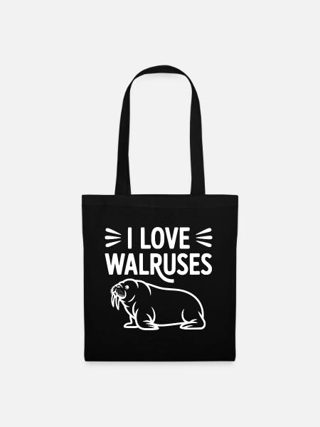 Ich liebe Walrosse - Stoffbeutel - Schwarz