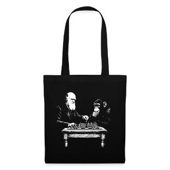 Darwin spielt Schach gegen den Affen - Stoffbeutel - Schwarz - Vorne