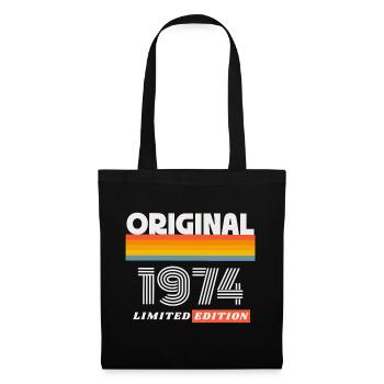 1974 Original Geburtstag Retro Vintage 70er Spruch - Stoffbeutel - Schwarz - Vorne