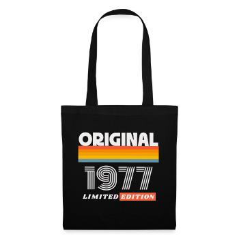 1977 Original Geburtstag Retro Vintage 70er Spruch - Stoffbeutel - Schwarz - Vorne