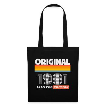 1981 Original Geburtstag Retro Vintage 80er Spruch - Stoffbeutel - Schwarz - Vorne