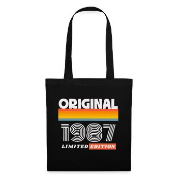 1987 Original Geburtstag Retro Vintage 80er Spruch - Stoffbeutel - Schwarz - Vorne