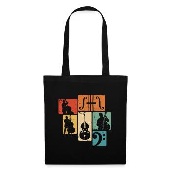Kontrabass Orchester Bass Musiker Jazz Bassist - Stoffbeutel - Schwarz - Vorne