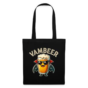 Vambier Lustiger Bier Vampir Retro Comic Halloween - Stoffbeutel - Schwarz - Vorne