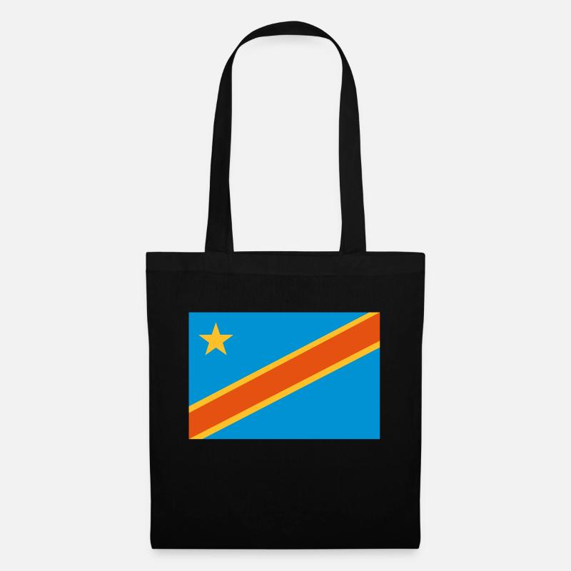 drapeau Congo Kinshasa - Congo flag - Sac en tissu - noir