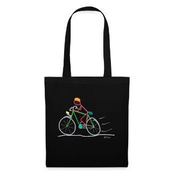 Road bike stick figure woman mobility sustainable - Tote Bag - black - Front