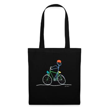 Bicycle stick figure, mobility sustainable - Tote Bag - black - Front