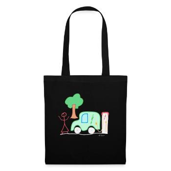 Electromobility stick figure, electric car battery - Tote Bag - black - Front
