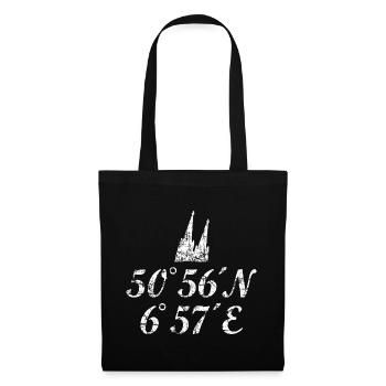Kölner Dom Koordinaten (Vintage Weiß) Köln - Stoffbeutel - Schwarz - Vorne