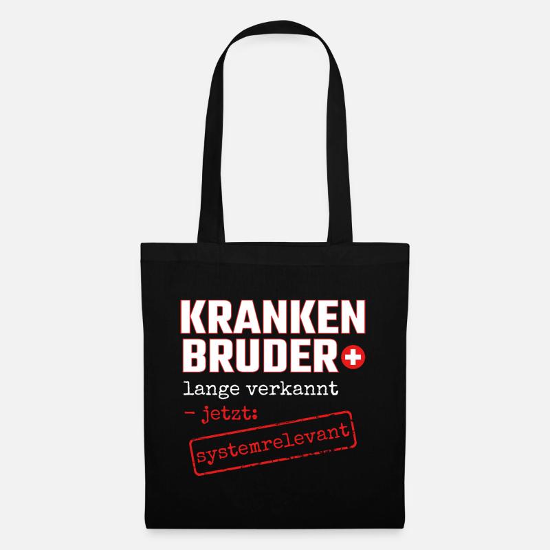 Krankenbruder systemrelevant Krankenpfleger Danke - Stoffbeutel - Schwarz