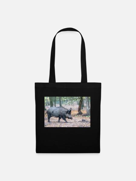 Wild boar (in german Wildschwein) Sus scrofa - Stoffbeutel - Schwarz