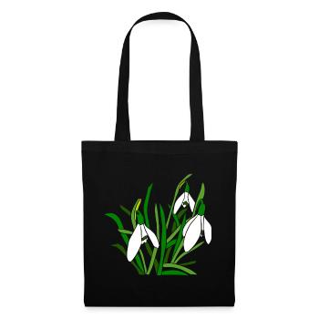 Snowdrops, flowers, petals, floral, spring - Tote Bag - black - Front