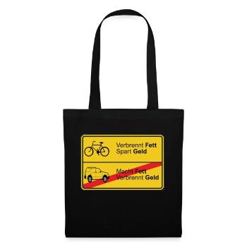Fahrrad gegen Auto - Stoffbeutel - Schwarz - Vorne