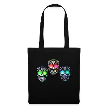 Art de crâne de sucre - Sac en tissu - noir - Devant