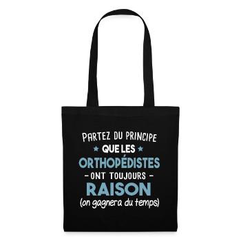 Orthopédiste. T-shirt cadeau métier citation - Sac en tissu - noir - Devant