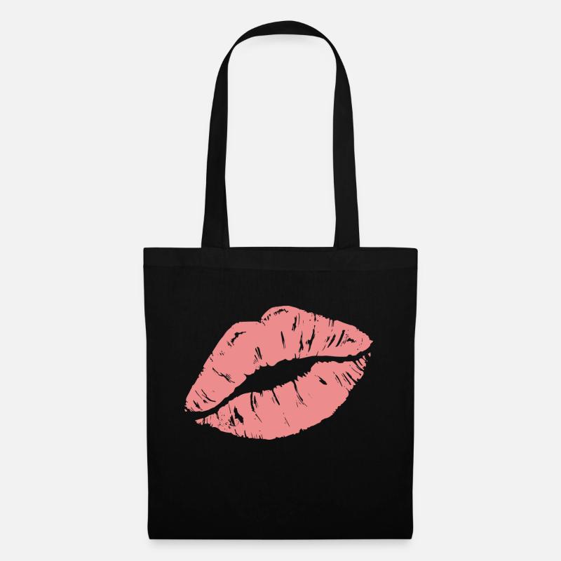 Print "Kiss My Lips" - Stoffbeutel - Schwarz