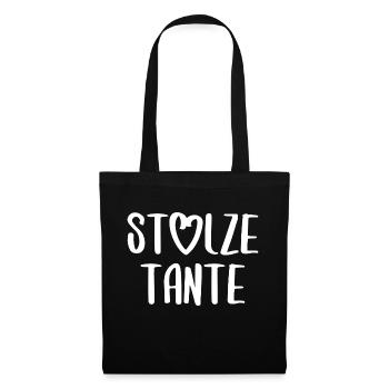 Stolze Tante Spruch Familie Verwandschaaft Schrift - Stoffbeutel - Schwarz - Vorne