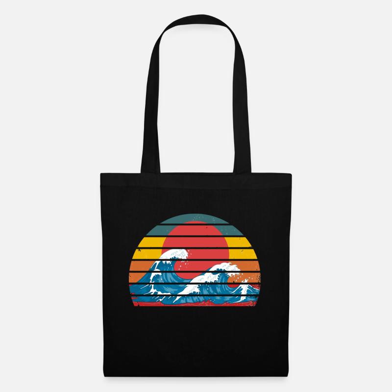 Die große Welle vor kanagawa retro - Stoffbeutel - Schwarz