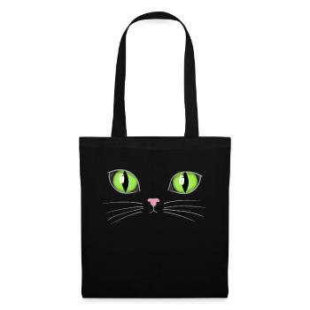 Cat green eyes - Tote Bag - black - Front