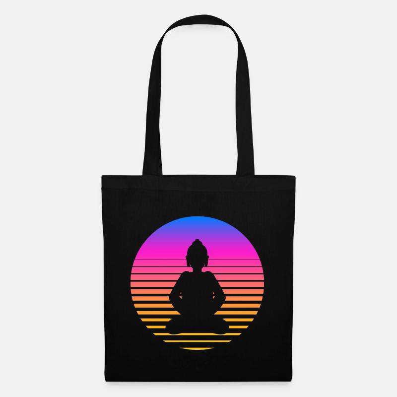 Buddha Retro Buddha Yoga Buddhismus - Stoffbeutel - Schwarz