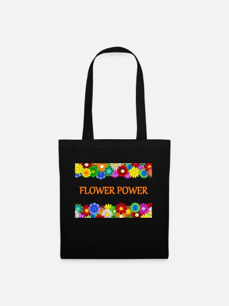 Flower Power - Stoffbeutel - Schwarz
