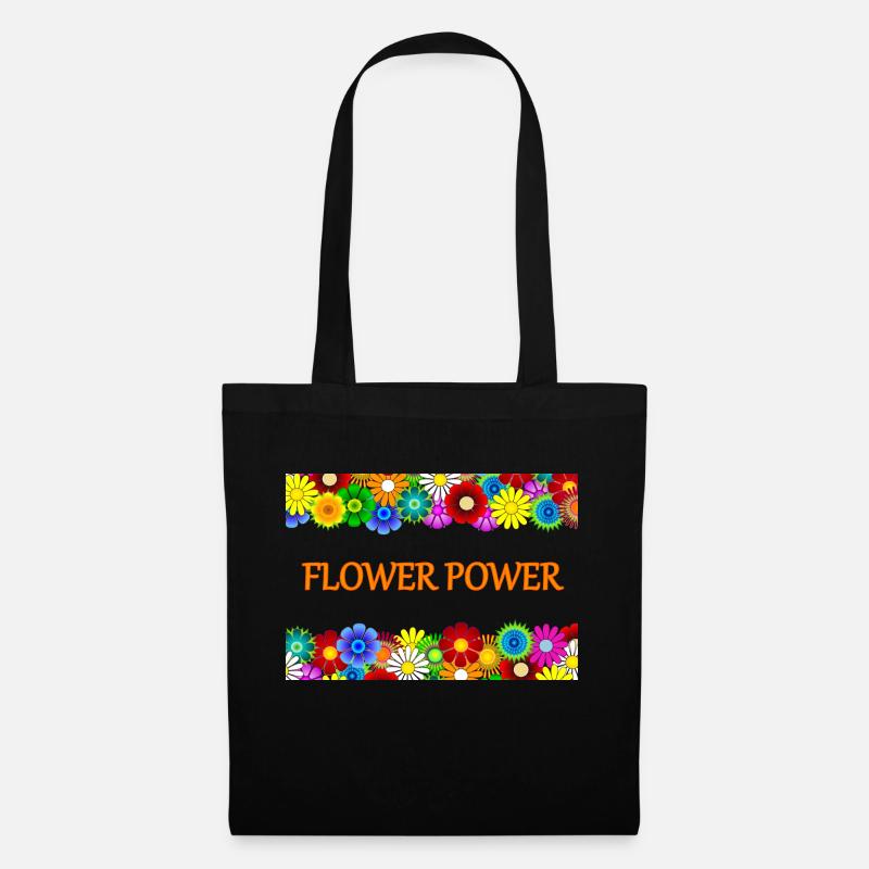 Flower Power - Stoffbeutel - Schwarz