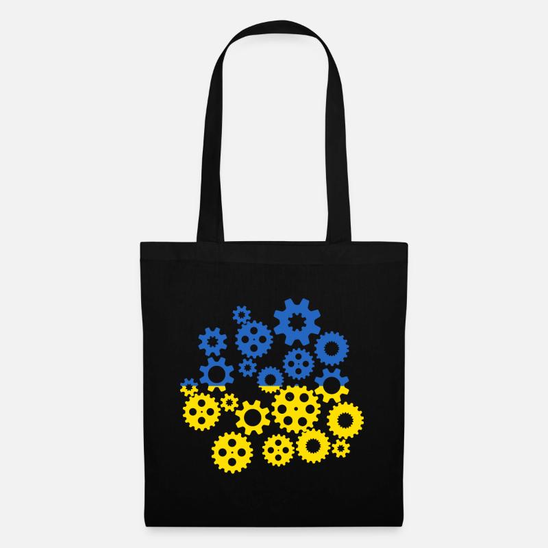 Drapeau de l’Ukraine Engrenages Drapeau ukrainien - Sac en tissu - noir