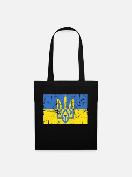 Flagge der Ukraine Dreizack Ukraine - Stoffbeutel - Schwarz