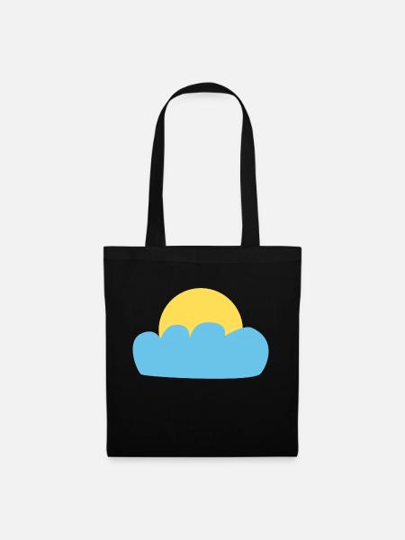 Sonne und Wolken - Stoffbeutel - Schwarz