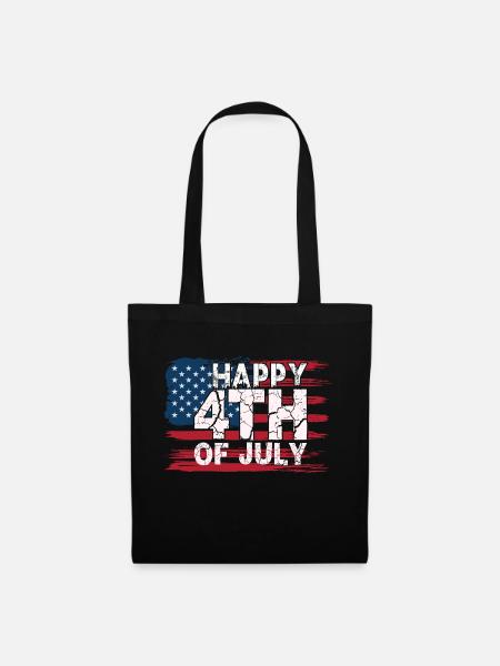 4.July - Independence day - Stoffbeutel - Schwarz