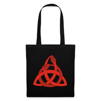 Rote Schlangen und keltisches Symbol - Stoffbeutel - Schwarz - Vorne