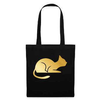 Chat en or minimalist - Sac en tissu - noir - Devant