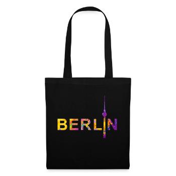 Berlin mit Fernsehturm - Stoffbeutel - Schwarz - Vorne