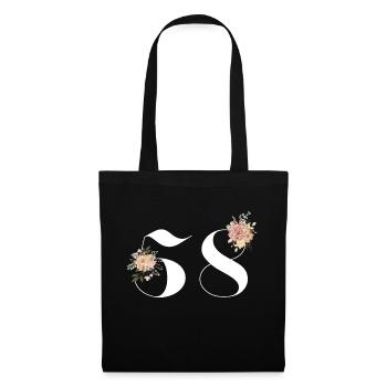 Blumen zum 58-jährigen Jubiläum (Geschenk von 58 Jahren) - Stoffbeutel - Schwarz - Vorne