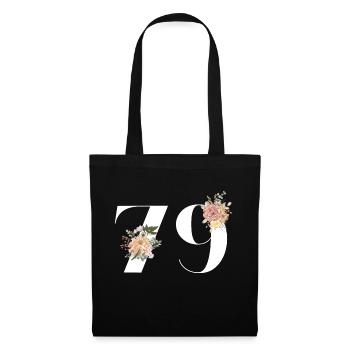 Blumen zum 79-jährigen Jubiläum (Geschenk von 79 Jahren) - Stoffbeutel - Schwarz - Vorne