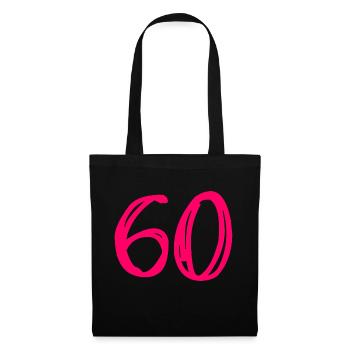 60 ANS. 60e ANNIVERSAIRE. ANNIVERSAIRE 60 ANS. 60 - Sac en tissu - noir - Devant