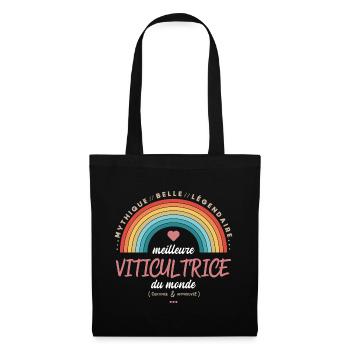 Arc-en-ciel et cœur rétro festif - Sac en tissu - noir - Devant