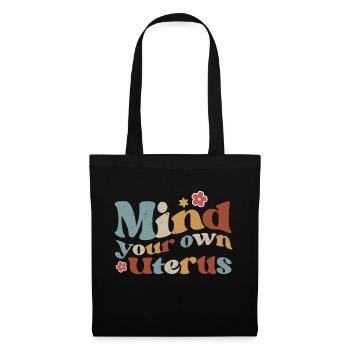 Uterus Blumen Feministische Frauenrechte - Stoffbeutel - Schwarz - Vorne