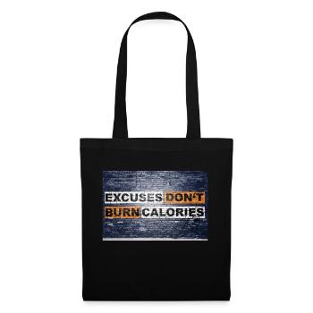 Les excuses ne brûlent pas de calories en disant lettrage - Sac en tissu - noir - Devant