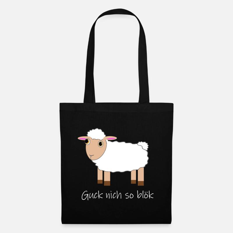 "Guck nich so blök" Glubschaugen Schaf - Stoffbeutel - Schwarz