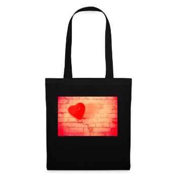 Cœur rouge - Sac en tissu - noir - Devant