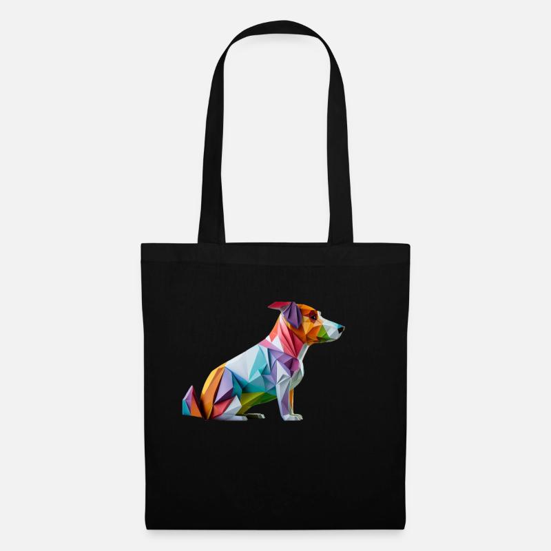 Moderne Farbenfrohe Origami Hund Corgi - Stoffbeutel - Schwarz