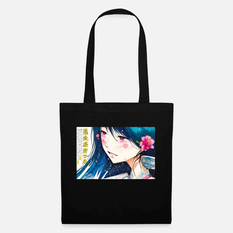 Süßes Manga Mädchen - Stoffbeutel - Schwarz