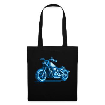MotorradChopper in schöner 8 Bit Pixelgrafik - Stoffbeutel - Schwarz - Vorne