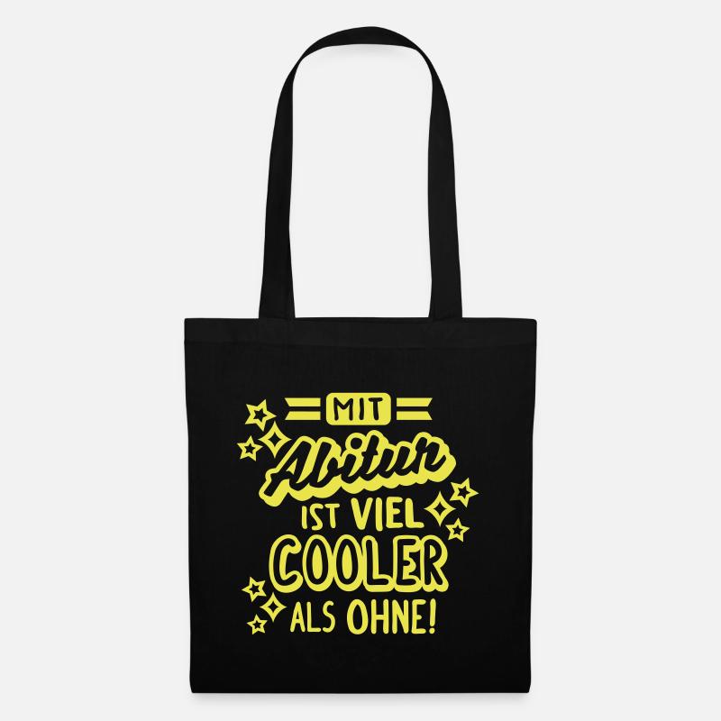 Cool mit Abi (Schriftzug) - Stoffbeutel - Schwarz