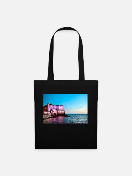 Castel dell'Ovo in Naples, at sunset - Tote Bag - black