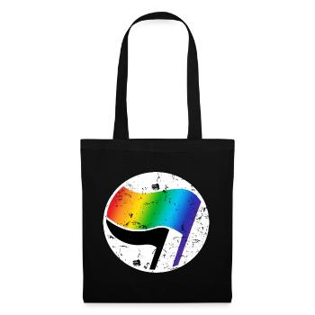 Antifa LGBT Logo Grunge - Stoffbeutel - Schwarz - Vorne
